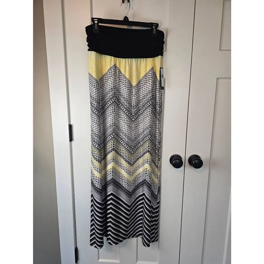 AGB Maxi Skirt Sz XL Yellow/Black/White